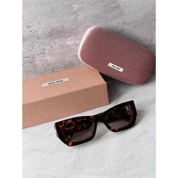 NEW Miu Miu MU09WS Havana Brown Purple Cat Eye Sunglasses main image 4